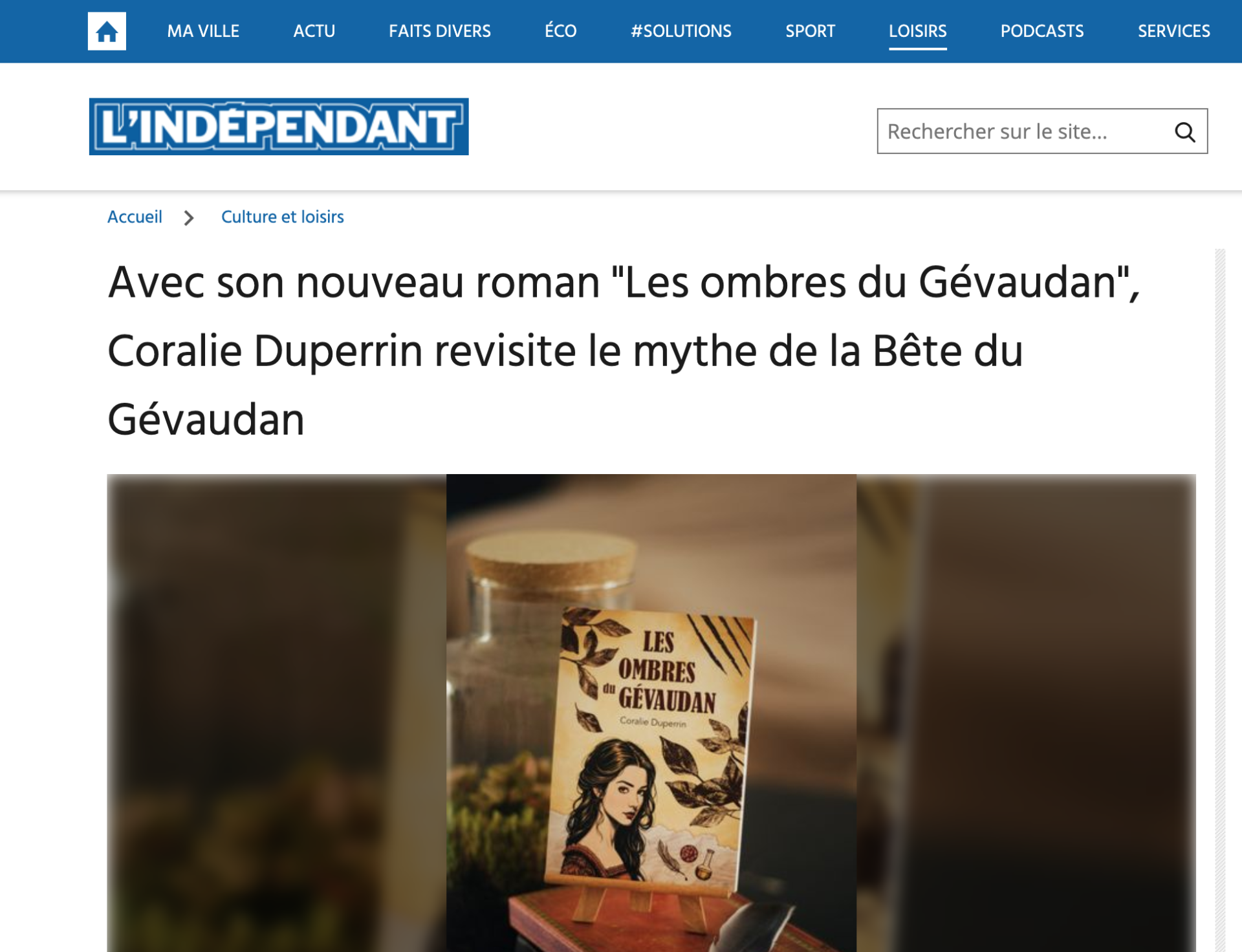 Article journal independant les ombres du gevaudan